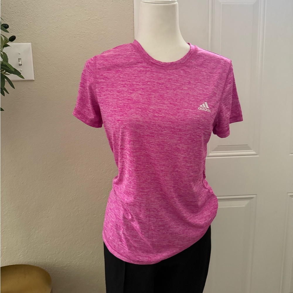 adidas Heathered Magenta Short Sleeve Performance Tee